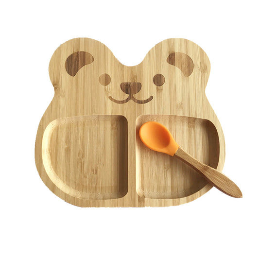 Made from safe, eco-friendly bamboo with a strong suction base to prevent spills, plus a soft silicone spoon that’s gentle on little mouths.
